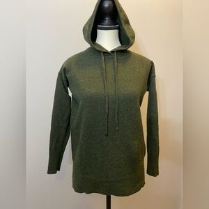 Nicole Miller Olive Green Hoodie Sweater 100% merino wool best fits size small